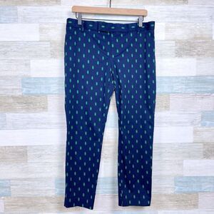 GAP Printed Slim Crop Chino Pants Blue Green Mid Rise Career Office Womens 8